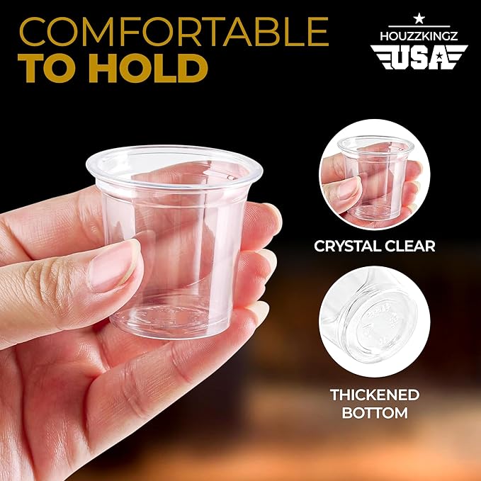 Plastic Shot Glasses Disposable 1.25 Oz – 1000 Clear Plastic Shot Glass Cups Bulk for Liquors, Wine Tasting, Jello, Tequila, Mini Small Cocktail Margarita Sample Sauce Cups for Parties, Everyday Use