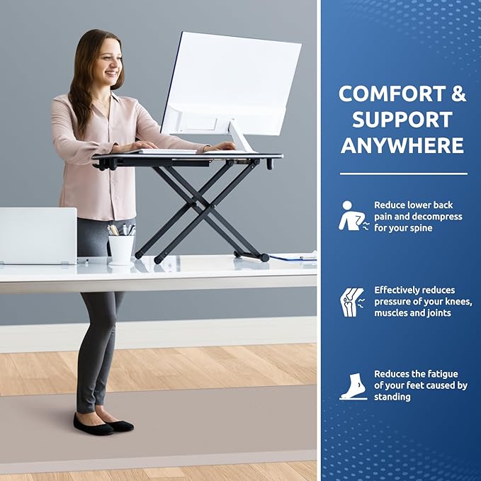 KitchenClouds Kitchen Mat Cushioned Anti Fatigue Rug 24"x70" Water Resistant, Non Slip, Standing and Comfort Desk/Floor Mats for House Sink Office (Khaki)