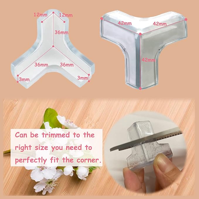 12Pcs Large(Length: 1.7inch) Silicone Corner Protector Baby Proofing,Table Corner Protectors for Baby,Strong Adhesive T Shaped Baby Head Protector Table Corner Protectors for Furniture