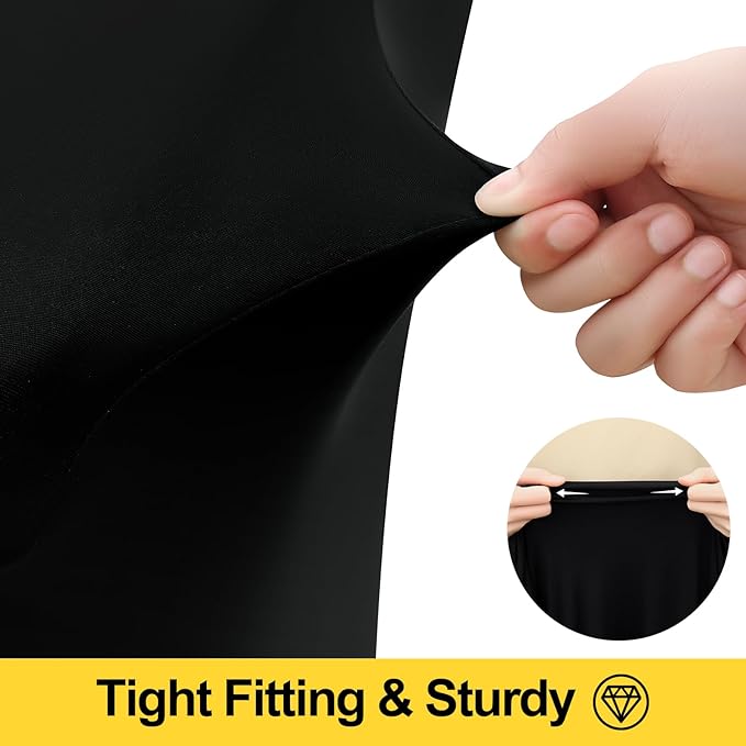Smiry Spandex Tablecloth 2 Pack, Elastic Fitted Stretch Tablecloth for 6FT Rectangle Tables, Waterproof Washable Table Cover Skirt for Outdoor, Wedding, Banquet & Parties (Black, 72Lx30Wx30H Inch)