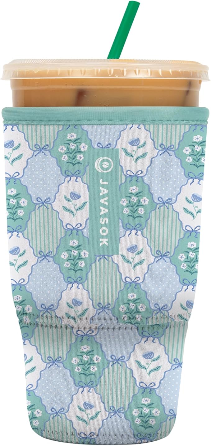 Sok It JavaSok Iced Coffee & Cold Soda Insulated Neoprene Cup Sleeve (Coquette Charm, Large: 30-32oz)