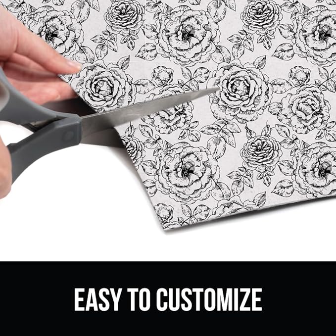 GORILLA GRIP LeakGuard Non-Adhesive Under Sink Mat for Kitchen Cabinet, Waterproof Quick Dry Shelf Liner, Durable Absorbent Felt Mats for Bathroom Sinks, Cabinets, Dresser, Easy Trim 24x30 Floral Gray