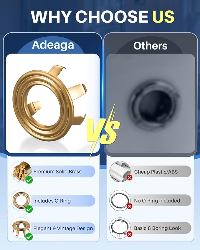 Sink Overflow Ring Brushed Gold: 2 Pack Solid Brass Bathroom Sink Overflow Trim Cover, Hole Insert Caps Replacement for Bathroom Kitchen Vanity Basin