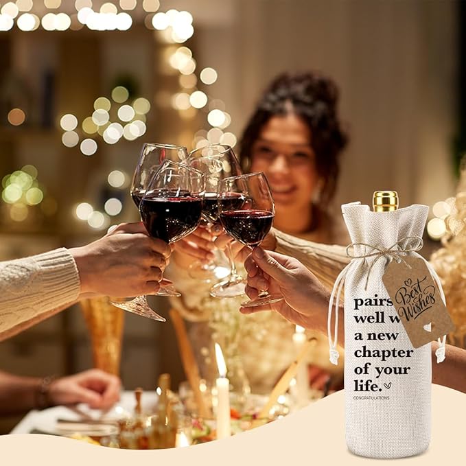 1 Pcs Funny New Chapter Wine Bag New Beginnings Gifts for Women Men Farewell Gifts for Friends Going Away Gifts for Coworkers Women Men Moving Away Gifts for Friends New Teacher Gifts