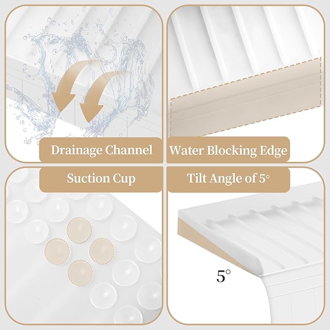 Sink Edge Protector with Suction Cup, 14" 20" 24" 30", Silicone Sink Splash Guard for Kitchen & Bathroom, Protect Countertop from Scratches, Stains, for Stainless Steel Granite Quartz