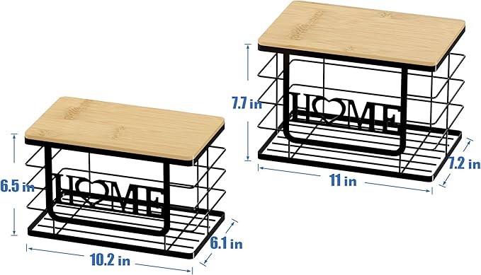 Trash Bag Holder, Thipoten Trash Bags Dispenser with Bamboo Top, Suitable for Garbage Bags Purchased Online or Supermarket, Perfect Storage Organizers for Cabinet, Under Sink (Black, 2pack-XL/L)