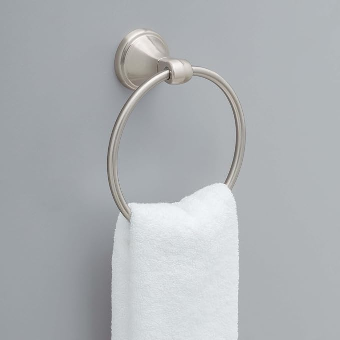 Delta Faucet Becker (1-Pack) Hand Towel Holder, SpotShield Brushed Nickel, Ring for Bathroom or Kitchen Sink, Wall Mounted BCK46-DN