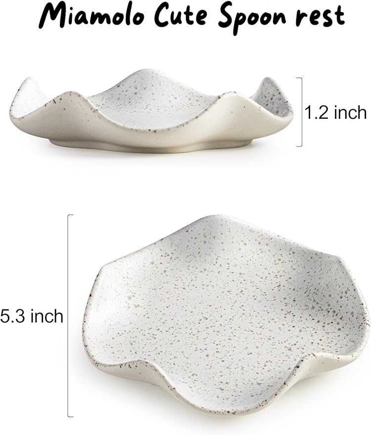 Spoon Rest for Kitchen Counter, 5.3" Ceramic Spoon Holder for Stove Top, Cute Coffee Spoon Rest, Modern Kitchen Spoon Holder for Multiple Utensils, Farmhouse Home DéCor, Housewarming Gift