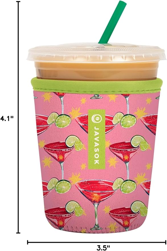 Sok It JavaSok Iced Coffee & Cold Soda Insulated Neoprene Cup Sleeve (Lime After Lime, Small: 16-20oz)