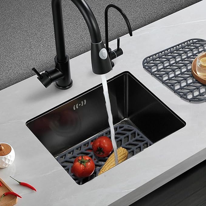 Sink Protectors for Kitchen Sink 12x11 & 13x11, Silicone Kitchen Sink mats Protector for Bottom of Farmhouse Sink(12.25"X11.5"Gray)