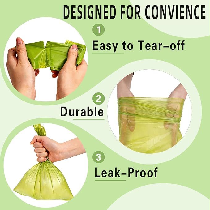 Diamond Rhinestone Dog Poop Bag Holder for Leashes Leak Proof Trash Bag Dispenser with Carabiner Includes 15 Scented Waste Bags Portable Pet Walking Accessories for Dogs Cats Litter