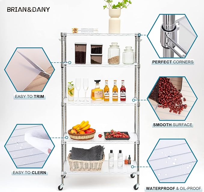 BRIAN & DANY Wire Shelf Liner 18" X 36", Heavy Duty Shelf Liners for Wire Shelving, Waterproof Protector Mats, Set of 4, Transparent