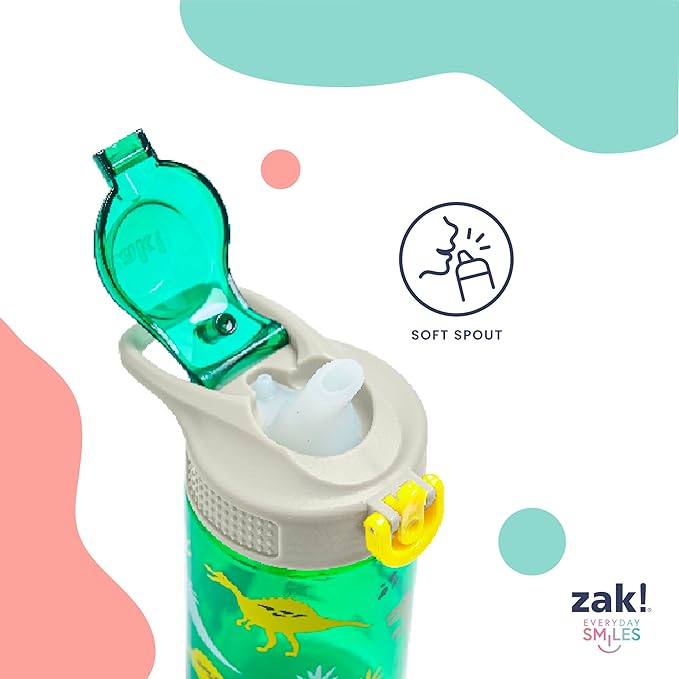 Zak Designs Disney Princess Sage Water Bottle For School or Travel, 16oz Durable Plastic Water Bottle With Straw, Handle, and Leak-Proof, Pop-Up Spout Cover (Ariel & Jasmine)