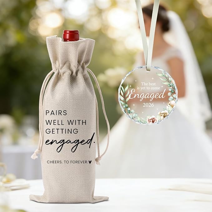 Engaged Engagement Gifts for Couples Her, Engagement Party Decorations for Engaged Couple Wine Bag Bride to Be Wedding Marriage Gift Acrylic Ornament 2026