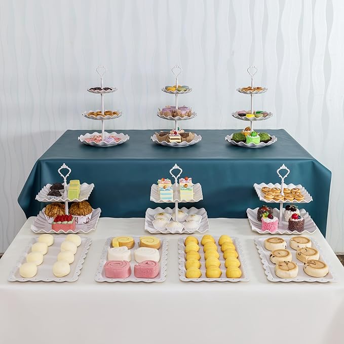 Biodegradable Cupcake Stand Holder, Dessert Table Display Set, Treat Table Candy Cake Desert Tiered Tray, 3 Tier Serving Trays for Tea Party, Wedding Baby Shower Bridal Shower Decorations（10 PCS ）