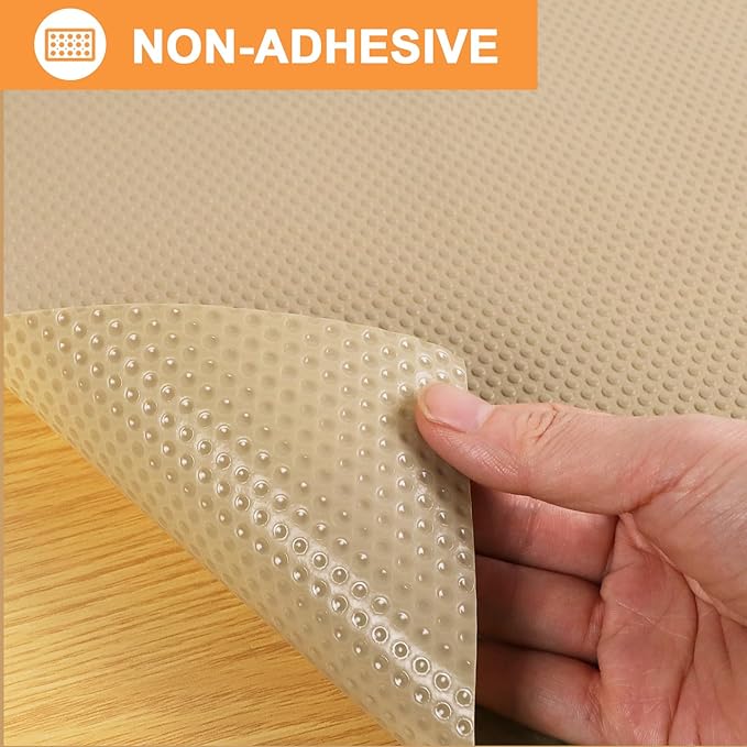 Shelf Liners for Kitchen Cabinets Khaki: 16 Inch Wide Washable Waterproof Cabinet Drawer Liner - 16 in × 25 FT Non-Adhesive Easy to Cut Cupboard Mat for Pantry Shelves