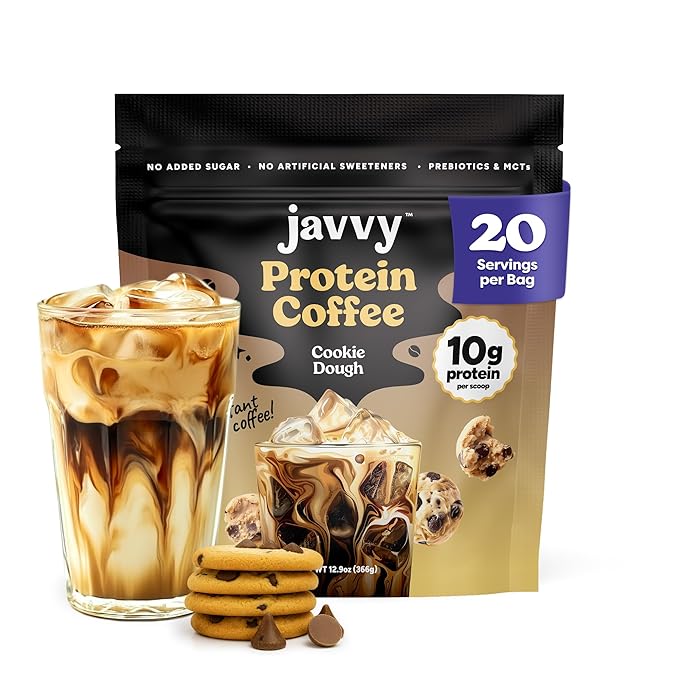 Cookie Dough Protein Iced Coffee - Premium Whey Protein & Instant Iced Coffees - 100% Natural Cold Brew - Zero Artificial Flavors & Sweeteners, 80 mg Caffeine Per Serving, 20 Servings