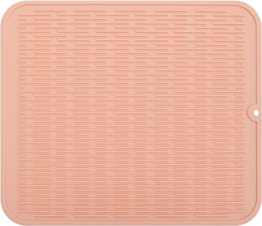 Silicone Dish Drying Mat for Multiple Usage,Easy clean,Eco-friendly,Heat-resistant Silicone Mat for Kitchen Counter or Sink,Refrigerator or Drawer Liner Pink 2XL 24 inches x 18 inches