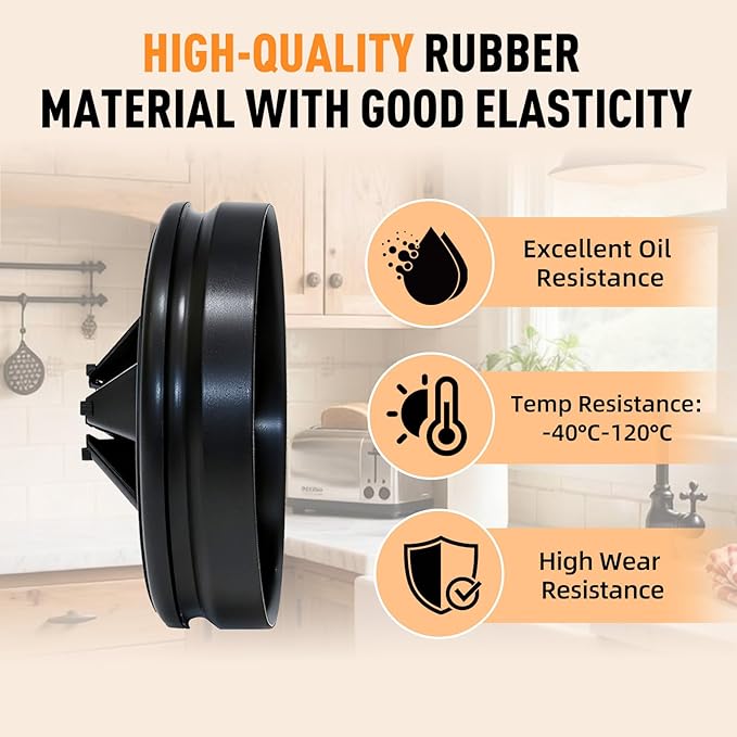 2PCS Garbage Disposal Splash Guards, 3 3/8" Upgraded Noise-Reducing Nitrile Collar Drain Plug, Sink Baffle QCB-AM Replacement for InSinkErator Evolution Series, Black