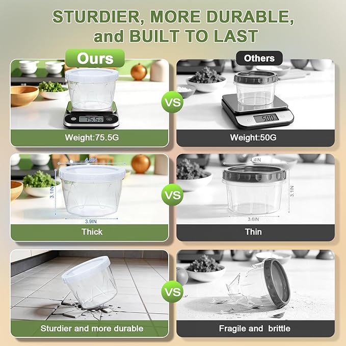 12 Pack-17oz Reusable Freezer Storage Containers, [STURDIER and MORE DURABLE] Airtight Plastic Food Storage Containers with Twist Top Lids, |BPA Free| Stackable | Leakproof| Microwave/Dishwasher Safe