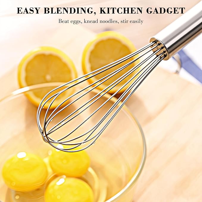 NileHome Stainless Steel Whisk 10" Kitchen Whisk Wisking Tool Kitchen Wisk Wire Whisks for Cooking, Whisking, Blending, Beating, Stirring