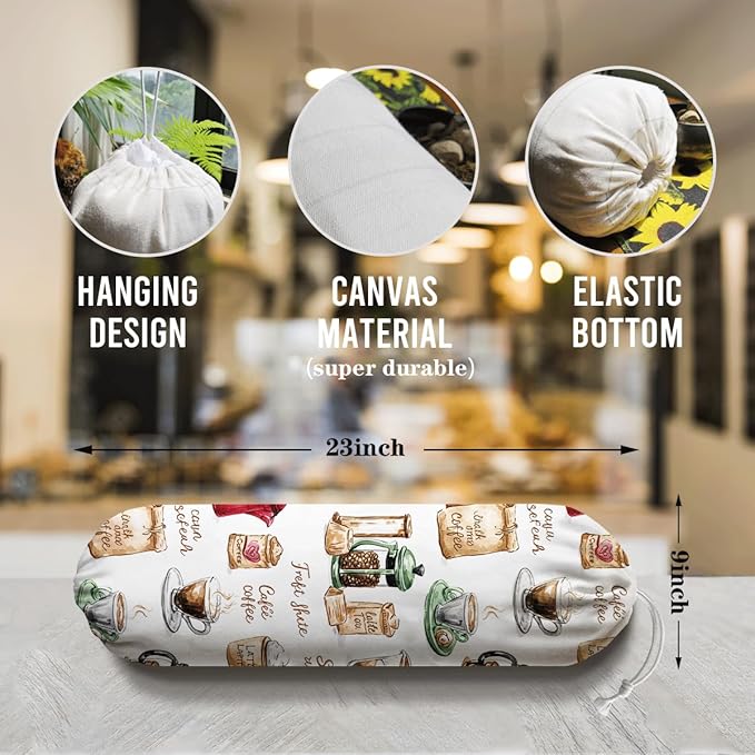 Coffee Pot Plastic Bag Holder, Reusable Shopping Bags Storage Dispenser, Garbage Trash Bag Dispenser for Home Kitchen Pantry Cabinet, Wall Mount, Kitchen Housewarming Gifts for Coffee Lover