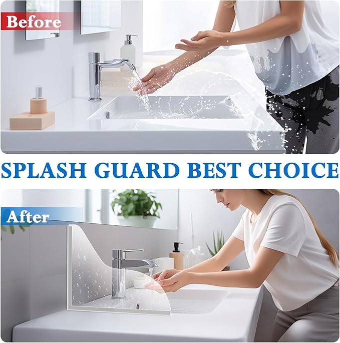 Shower Splash Guard for Bathtub - Tub Splash Guard-Shower Splash Guard for Tub-Tub Water Splash Guard-Bathtub Water Guards-Shower Water Blocker-Shower Guards to Keep Water in Shower - Clear 1 Set
