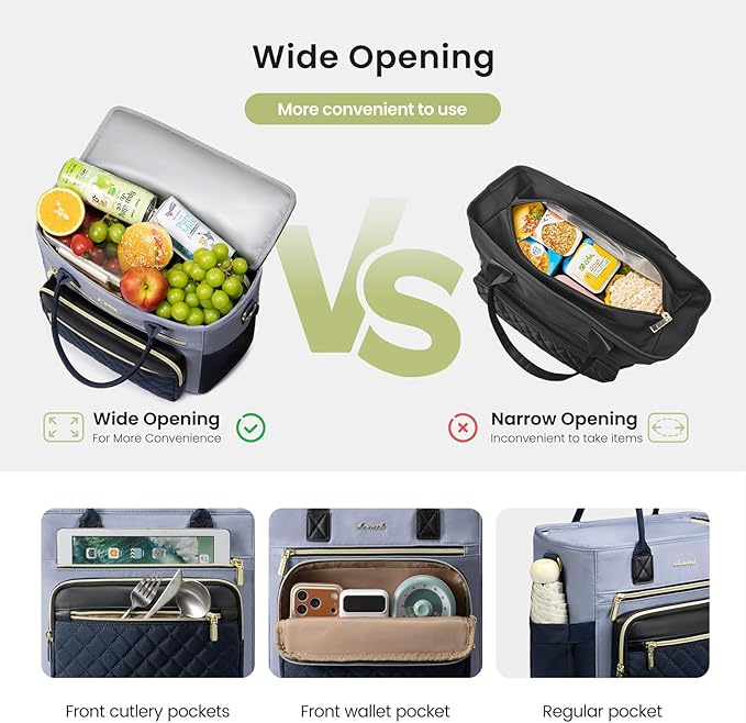 LOVEVOOK Insulated Lunch Bag Women,Wide Opening Adult Lunch Box Women with Cup Holder,X Large Leakproof Cooler Bag for Work Picnic Beach Family College Mom,Lunch Teacher Breast Pump Diaper Tote Bag