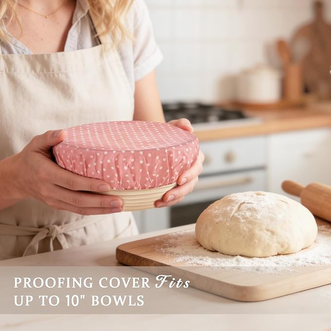 Beeswax Bread Bag and Bowl Cover Set, Reusable Beeswax Bread Bag for Sourdough and Homemade Bread, Natural Lined Cotton Bowl Cover for Dough Proofing, Perfect for Baking and Storage