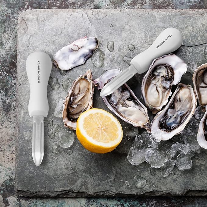 Oyster Shucking Knife and Gloves Set Included 2pcs Oyster Shucker Opener New Haven Style, Cut Resistant Glove Professional Guard (1Cloth+1Squeezer)