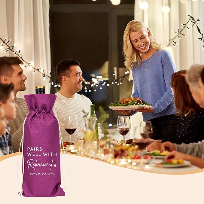 Purple Retirement Wine Bag Retirement Gifts for Women Men Farewell Gifts for Coworkers Going Away Gift for Friends Boss