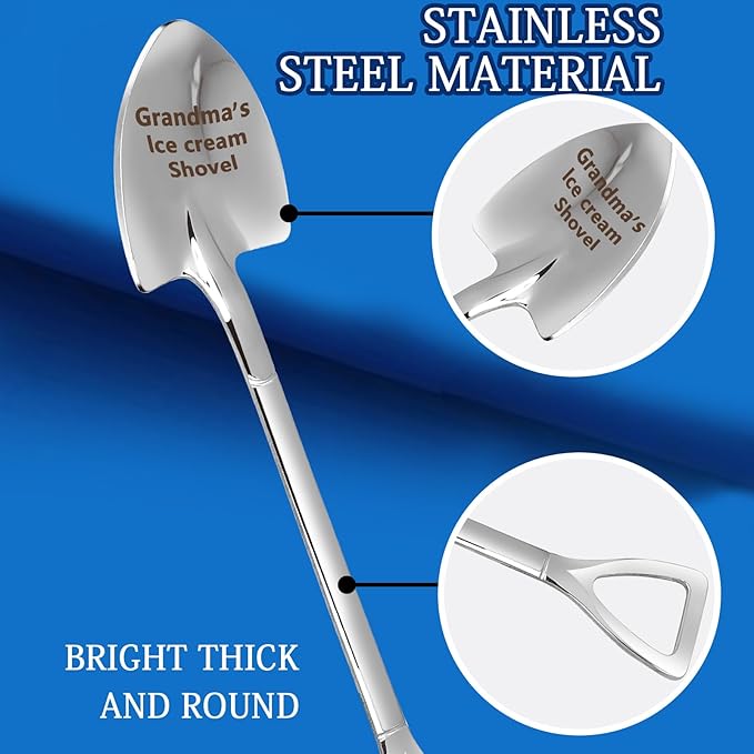 Gifts for Grandma mom Women Ice Cream Spoon Scoop for Ice Cream Lovers, MOM Mother Gifts for mom Women Funny Engraved Stainless Steel Spoon Shovel.