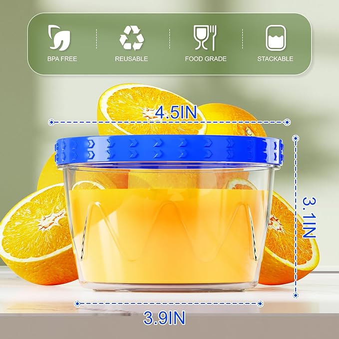 12 Pack-17oz Reusable Freezer Storage Containers, [STURDIER and MORE DURABLE] Airtight Plastic Food Storage Containers with Twist Top Lids, |BPA Free| Stackable | Leakproof| Microwave/Dishwasher Safe
