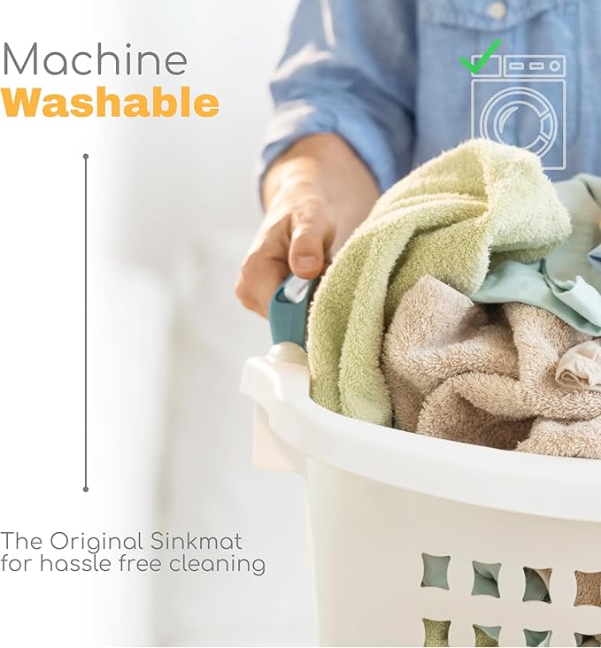 The Original Machine Washable Kitchen Sink Mat by Ternal, Absorbent Microfiber Fabric with Anti-Slip Silicone Backing, Splash Guard and Drip Catcher Around Faucet Handles. [2 Pack] (Black, Mini 9in)