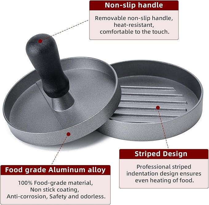 Burger Press 100 Patty Papers Set,4.6 Inch Round Smasher,Non-Stick Hamburger Patty Maker with Wax Paper,Aluminum Burger Maker for Kitchen BBQ Meat Beef Cheese Veggie Burger Maker