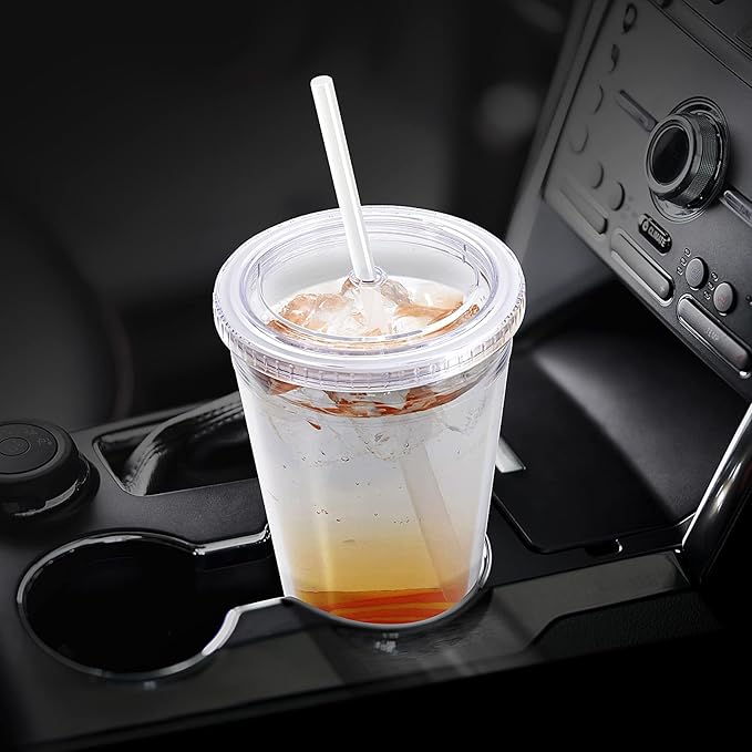 Zukro Clear Acrylic Tumbler with Straw and Lid 32 oz, Double Walled Insulated Reusable Plastic Iced Coffee Cup, To Go Cup Perfect for Parties, Birthdays, Fit in Cupholder, BPA Free, Red & Blue 2 Pack