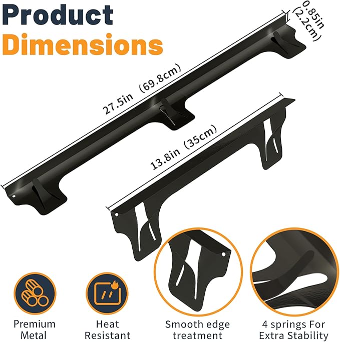 Stove Gap Covers Stainless Steel, Adjustable 13.8-27.5 In(2 Pack), Heat Resistant, Gas Stove Side Gap Protector (Matte Black)