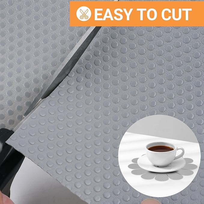 Shelf Liners for Kitchen Cabinets Waterproof: 10 Inch Wide Drawer Liner Light Gray - 10 in × 33 FT Easy to Cut Non-Adhesive Shelf Paper for Pantry