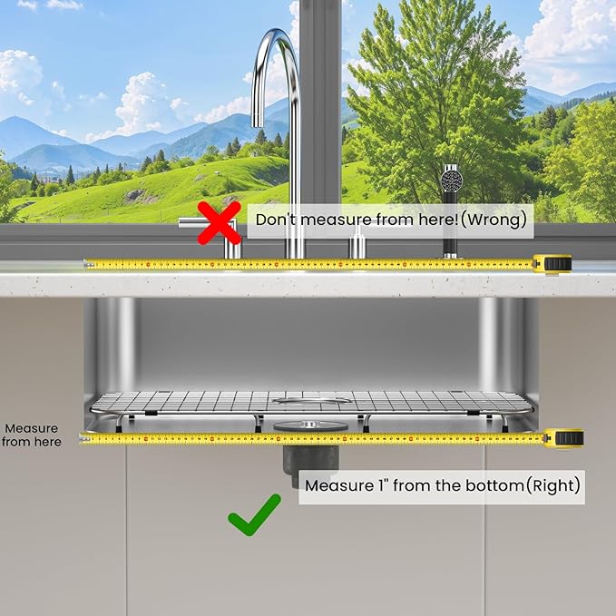 Sink Bottom Grid 27-1/2" x 14-1/4", Centered Drain with Corner Radius 3-1/2" (27-1/2" x 14-1/4" Center Drain) - for Single Bowl Kitchen Sink