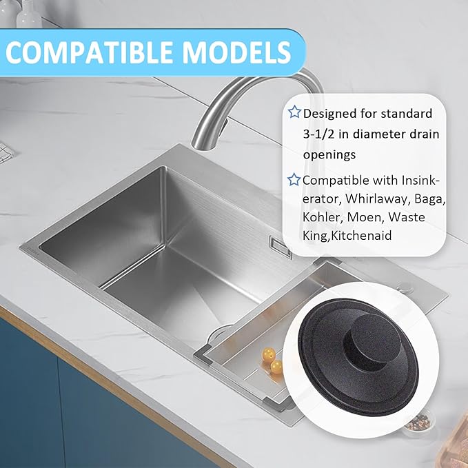 Sink Stopper for InSink-Erator STP-PL Garbage Disposal, Exact Replacement Stopper Drain Compatible with Standard 3-1/2" Drains, Sink Drain Stopper for Kohler, Waste King