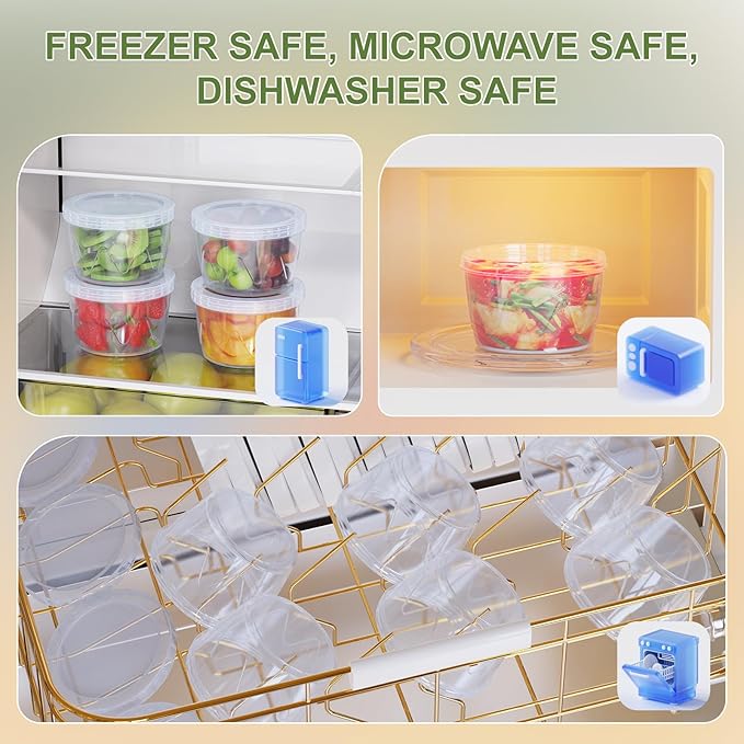 12 Pack-17oz Reusable Freezer Storage Containers, [STURDIER and MORE DURABLE] Airtight Plastic Food Storage Containers with Twist Top Lids, |BPA Free| Stackable | Leakproof| Microwave/Dishwasher Safe