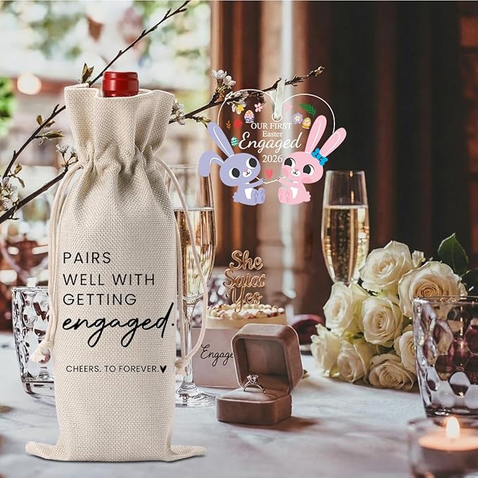 Easter Engaged Gift Engagement Gifts for Couples Her Easter Engagement Party Decorations Gifts for Engaged Couple Wine Bag Acrylic Bunny Ornament 2026