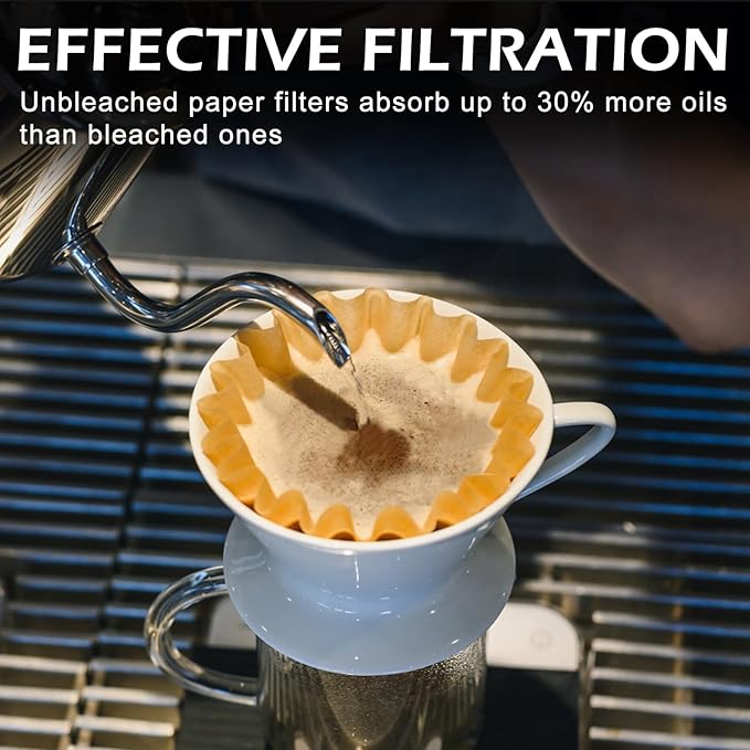 5 Cup Coffee Filter, 100 Count Unbleached Natural Small Basket Disposable Paper Coffee Filter for 4-5 Cup Coffee Maker Pour Over Pot, Suitable for Home Coffee Shop Business Commercial (Brown)
