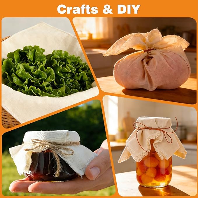 14 Pack Cheese Cloths, 20x20 Inch Cheesecloth Hemmed Edge Unbleached Fine Fabric, Reusable Grade 100 Cotton Muslin Cloth for Turkey, Butter, Cooking, Straining, Cheese Making, Juicing, Baking