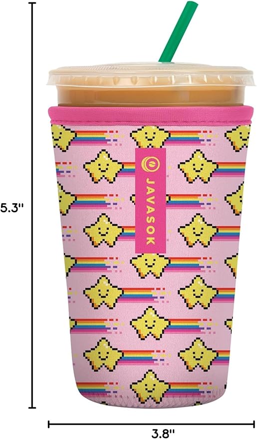 Sok It JavaSok Iced Coffee & Cold Soda Insulated Neoprene Cup Sleeve (Super Star, Medium: 22-28oz)