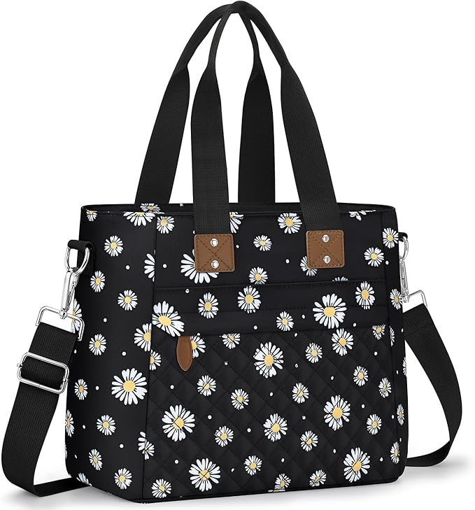 Capolo Insulated Lunch Box for School - Large Thermal Lunch Bag Women with Removable Shoulder Strap, Reusable Lunch Cooler Tote Bags Purse for Adults Work, Picnic, Hiking, Beach, Travel, LargeDaisy