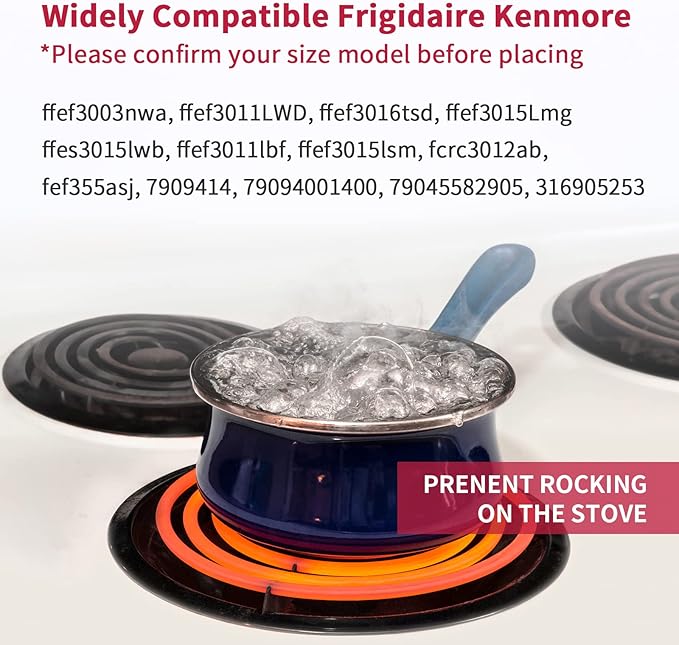 Black Stove Burner Drip Pans for Electric Stove Top - 318067051 5304430150 Perfectly Fit Frigidaire Kenmore Electric Range - 10% Energy Save by Enamel Spraying -2 x 6 in, 2 x 8 in
