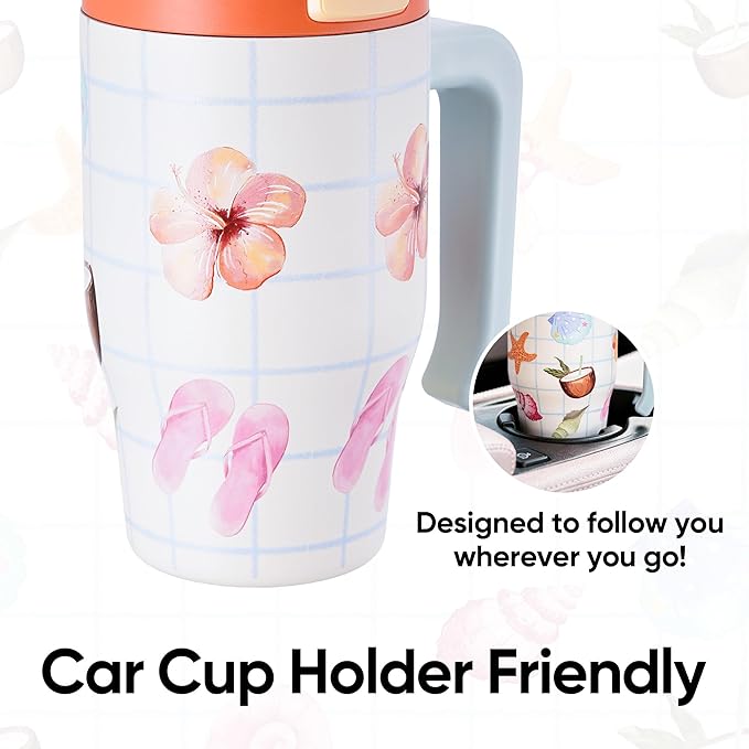 Fijinhom 18 oz Toddler Tumbler with Handle, Stainless Steel Insulated Water Bottle Coffee Mug with Straw, Toddler Cups, Kids Water Bottle for School, Sports, Travel, Coast