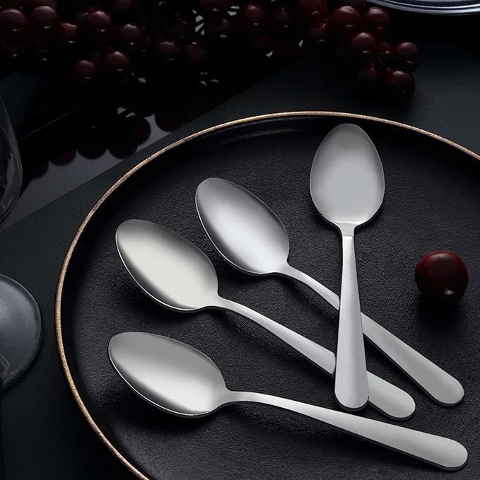 Unokit 24-Piece Tea Spoons Set Silverware - 6.7 inch Stainless Steel Spoon, Dessert, Table, Silverware Spoons Only for Home, Kitchen or Restaurant - Mirror Polished, Dishwasher Safe