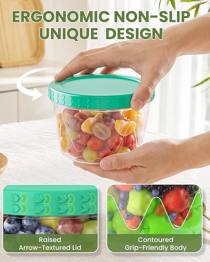 9 Pack- 17/10/5/2.7oz Reusable Freezer Storage Containers, Airtight Plastic Food Sauce Salad Dressing Storage Containers with Twist Top Lids, BPA Free, Stackable, Leakproof, Microwave/Dishwasher Safe